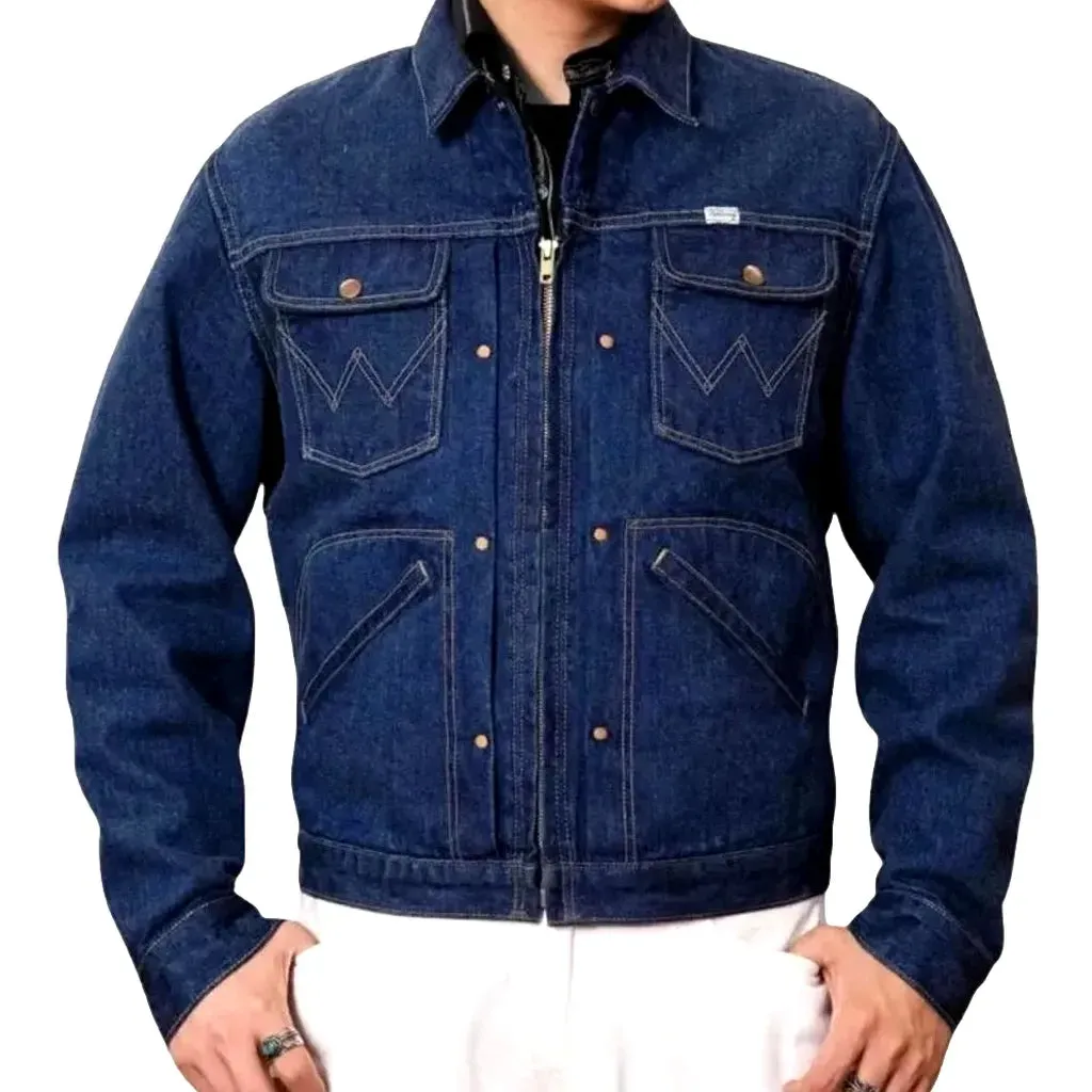 Regular fit selvedge decorative men's jeans jacket