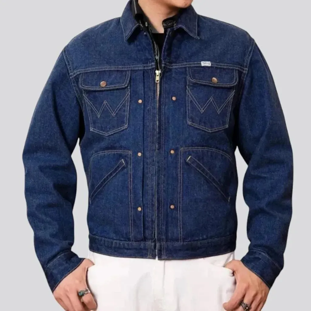 Regular fit selvedge decorative men's jeans jacket