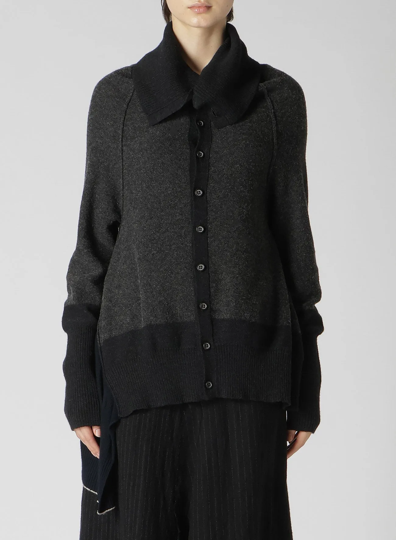 REVERSE STITCHES SIDE DRAPE CARDIGAN