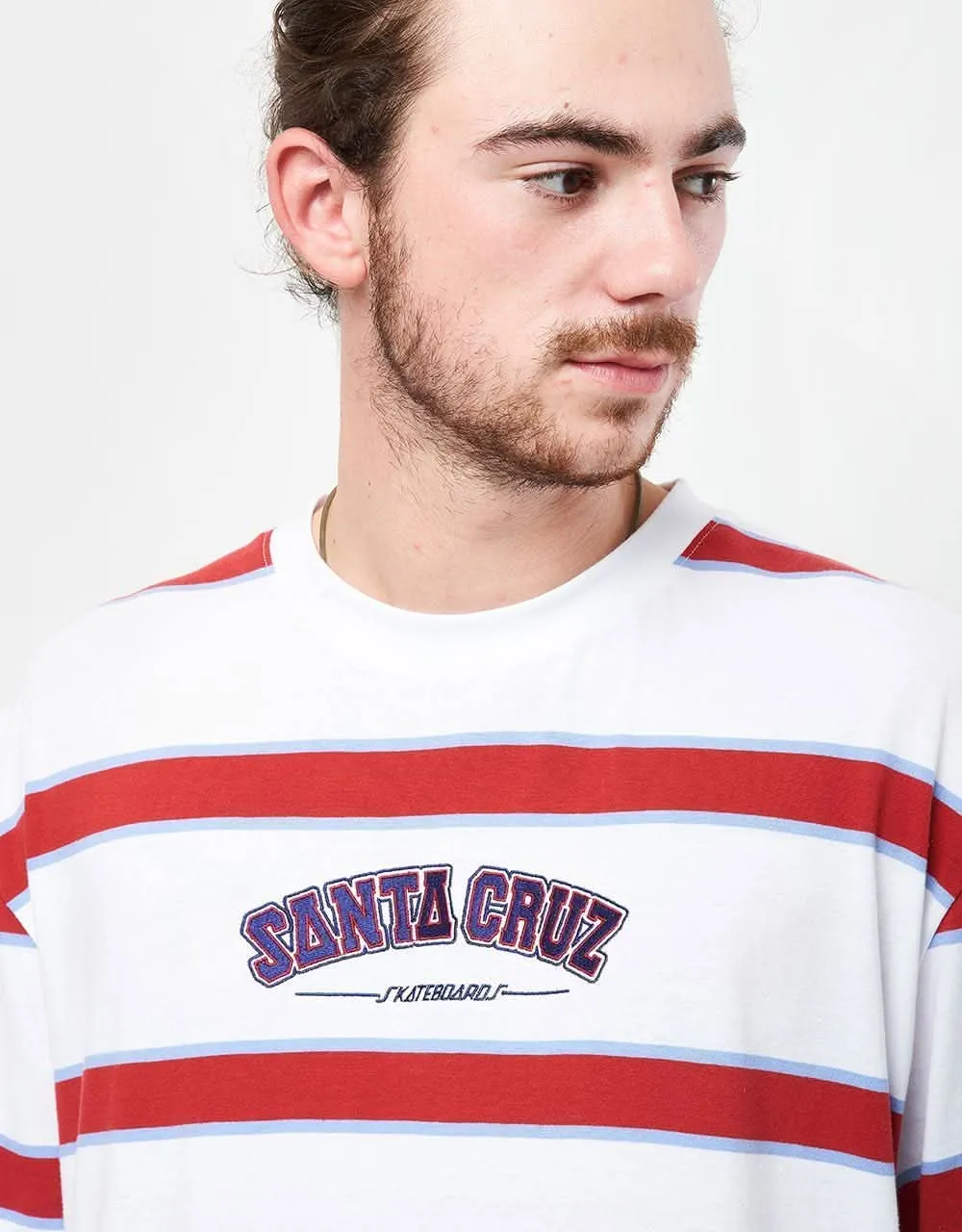 Santa Cruz Collegiate SC Stripe T-Shirt - White Stripe