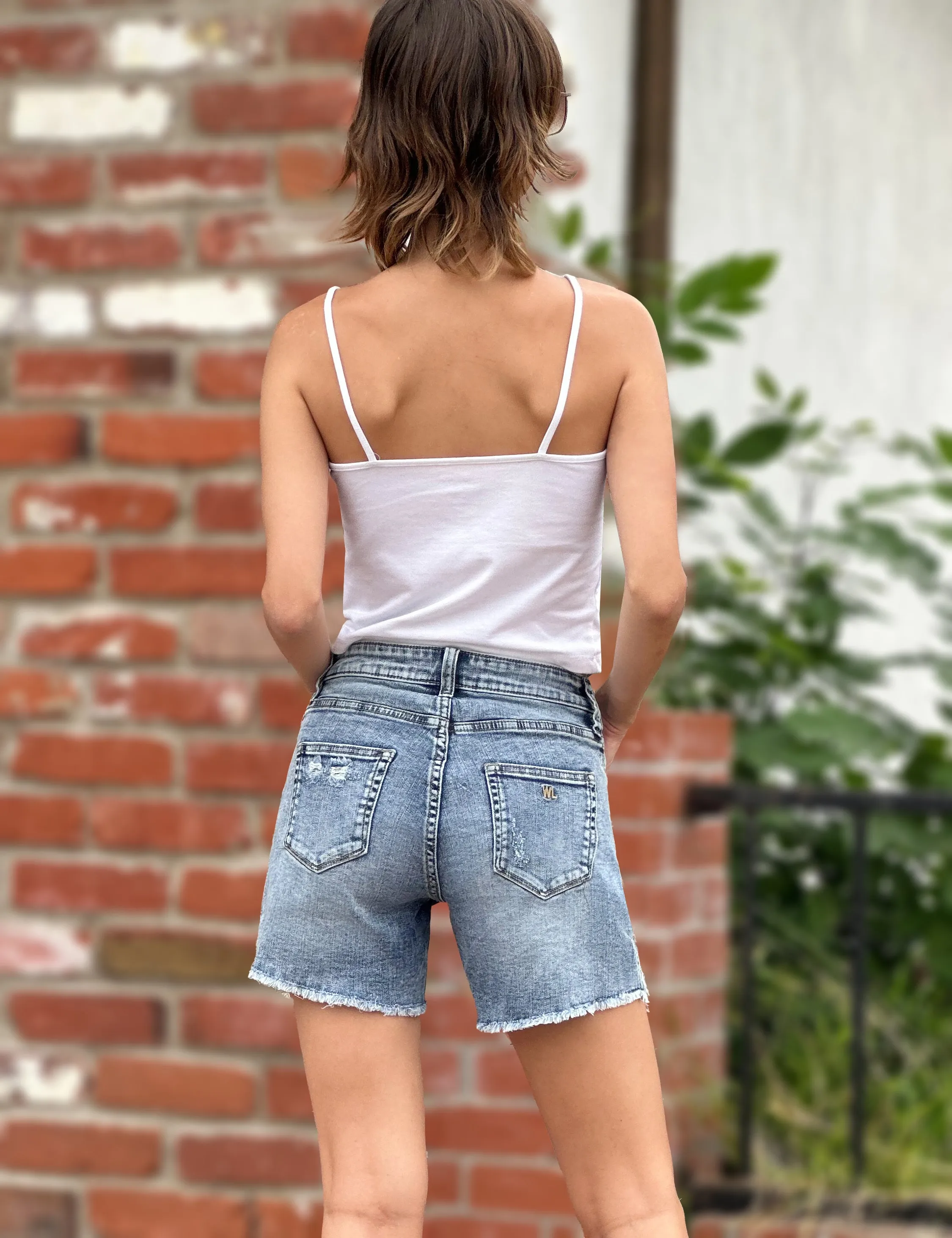 Shredded Denim Shorts
