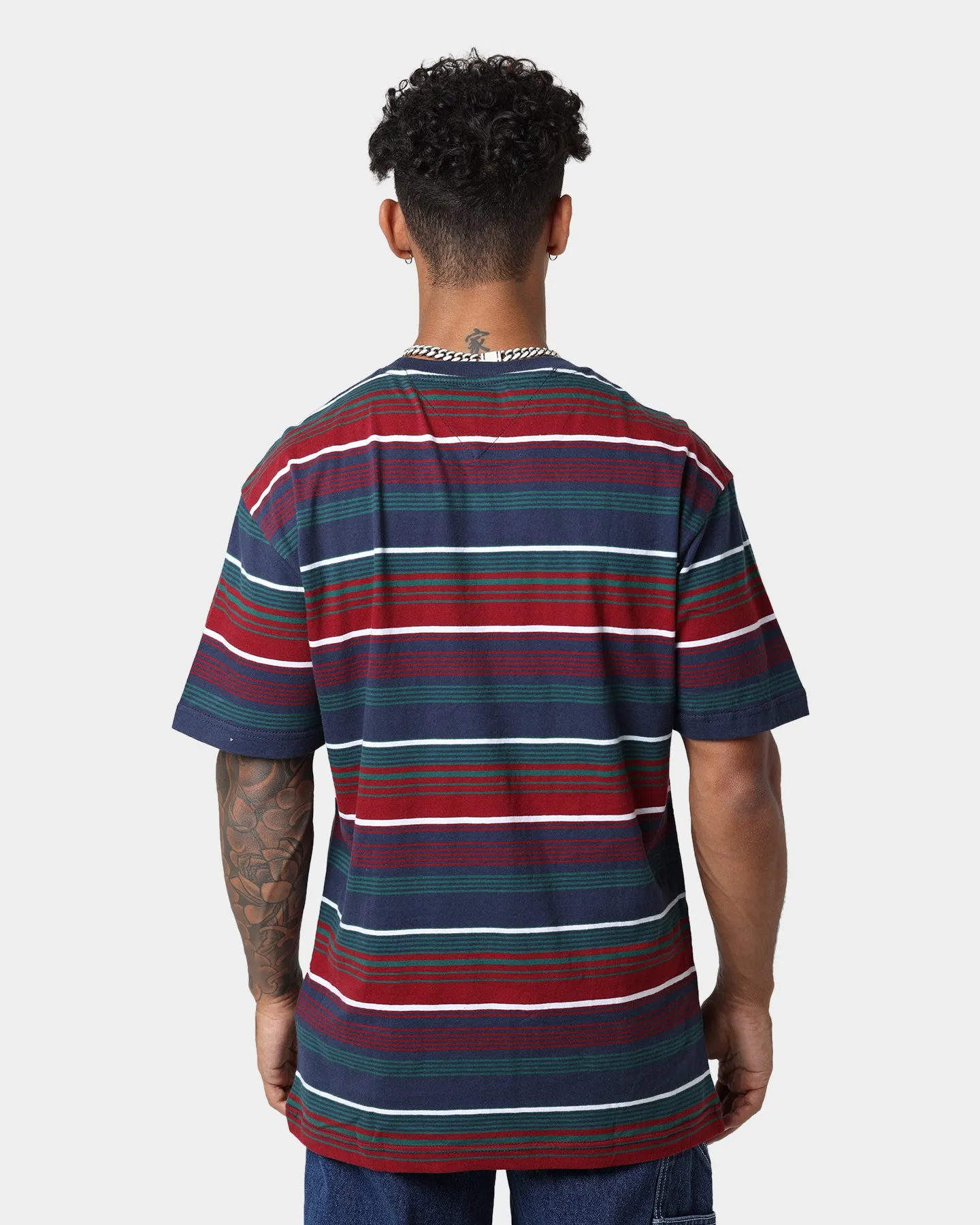 Tommy Jeans TJM Stripe Linear Logo T-Shirt Twilight Navy