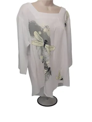 Top Pullover-Large Dragon Fly-White-Women's