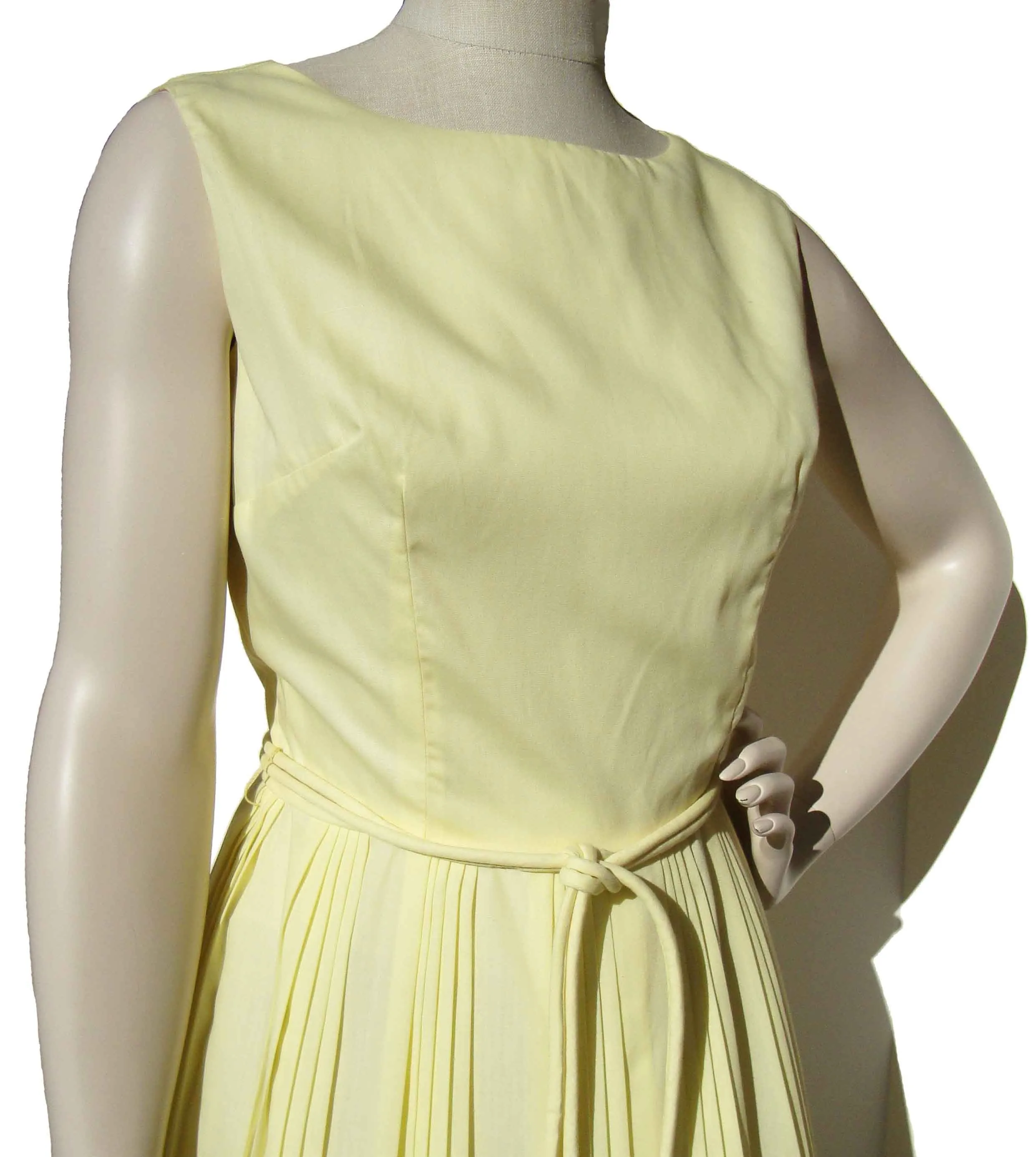 Vintage 60s Yellow Dress Sleeveless Cotton Sundress M