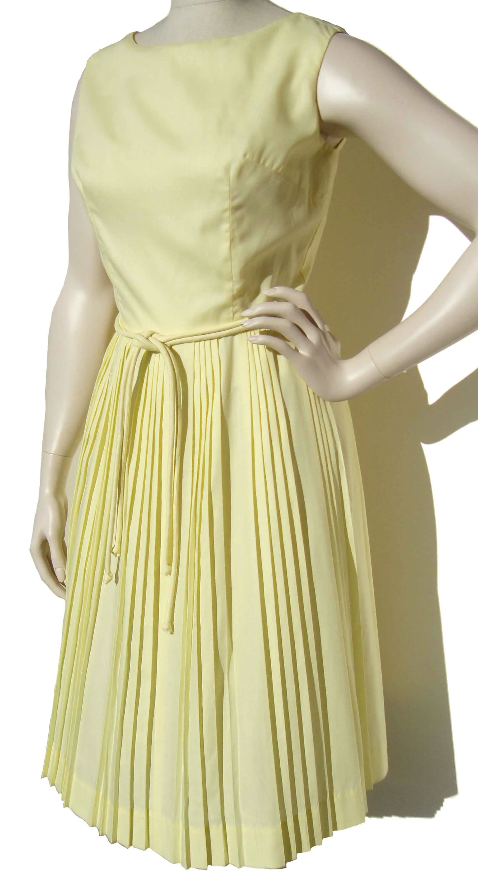 Vintage 60s Yellow Dress Sleeveless Cotton Sundress M