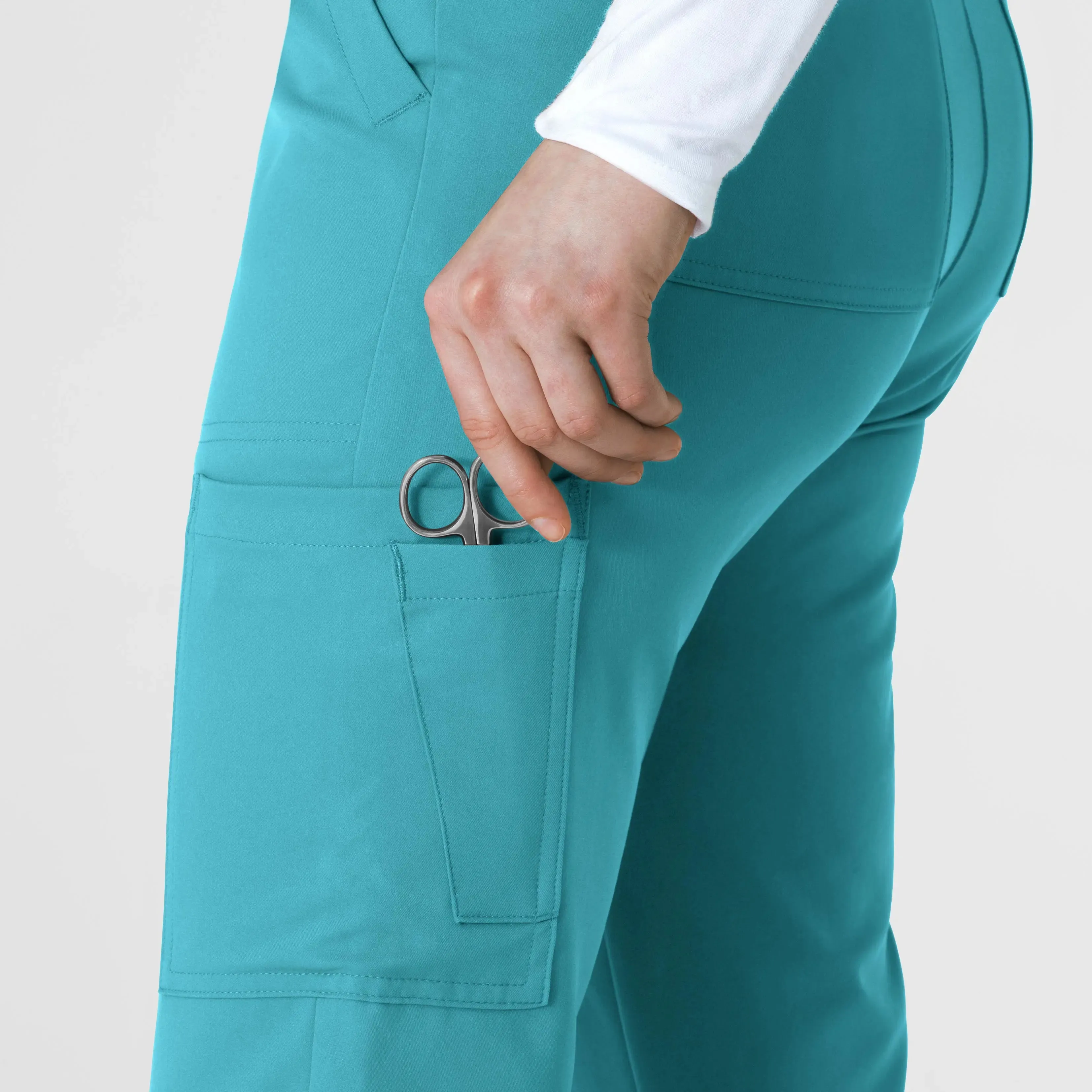 Wink Women's Cargo Straight Slim Leg Scrub Pant - Teal