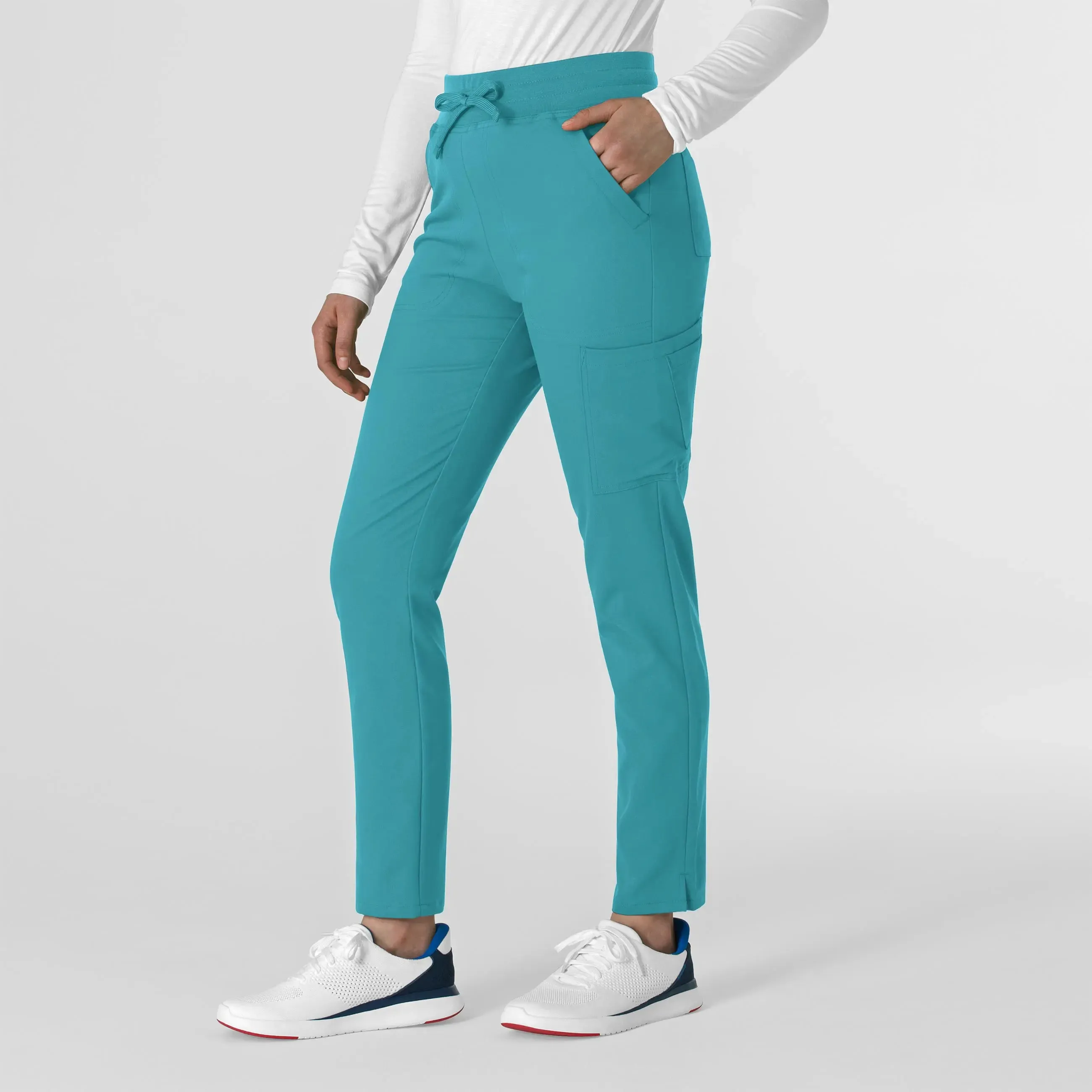 Wink Women's Cargo Straight Slim Leg Scrub Pant - Teal