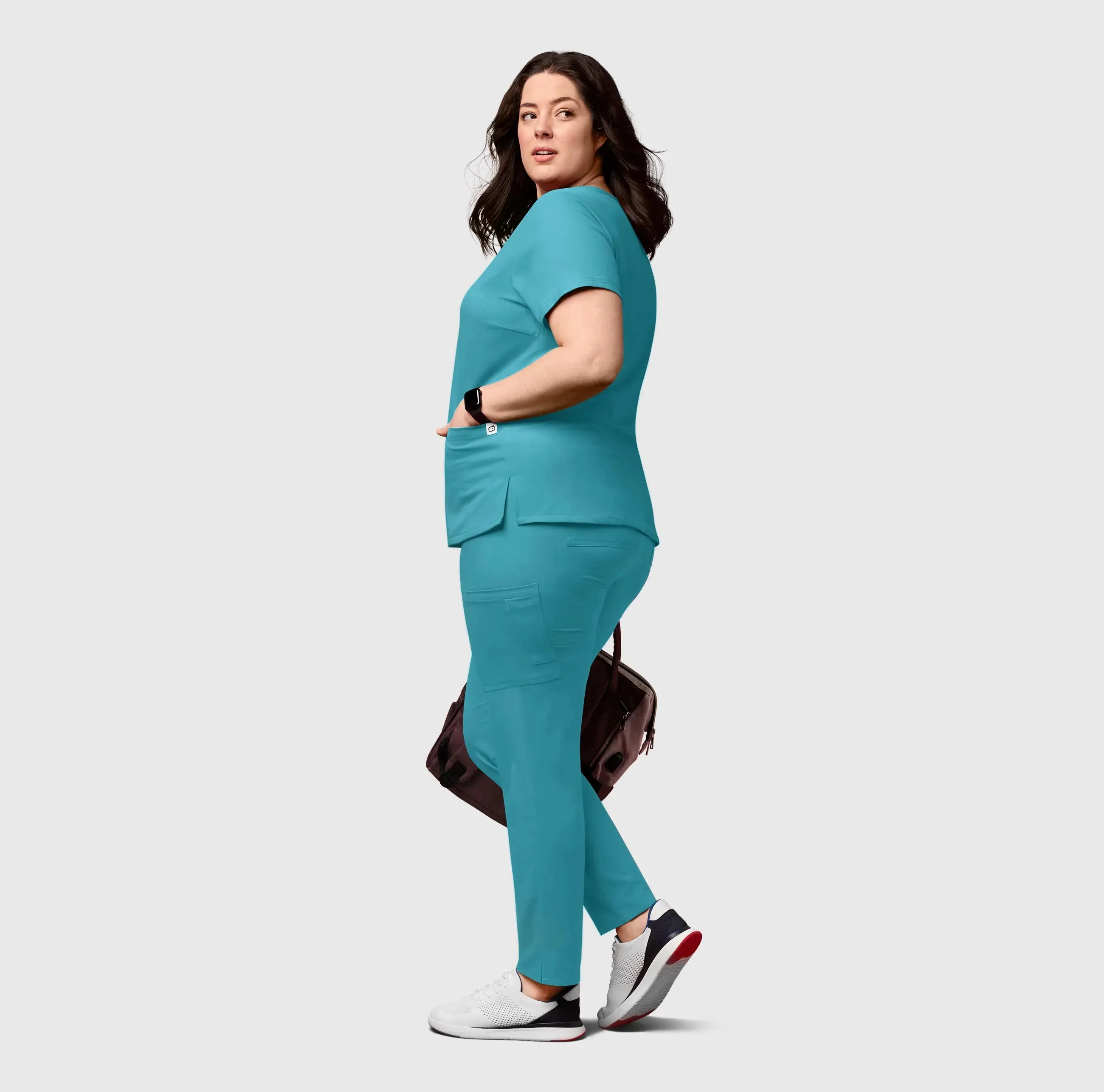 Wink Women's Cargo Straight Slim Leg Scrub Pant - Teal