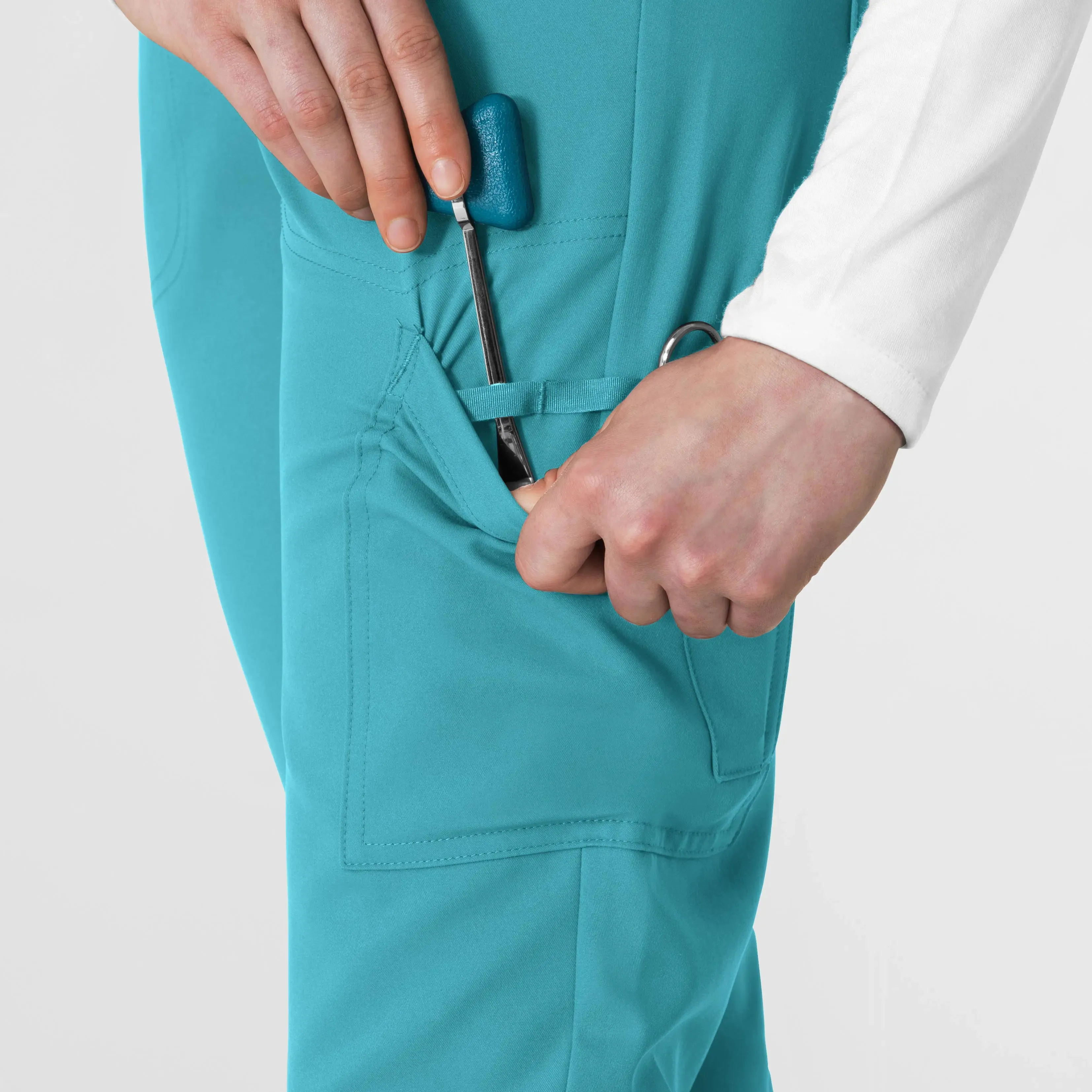 Wink Women's Cargo Straight Slim Leg Scrub Pant - Teal