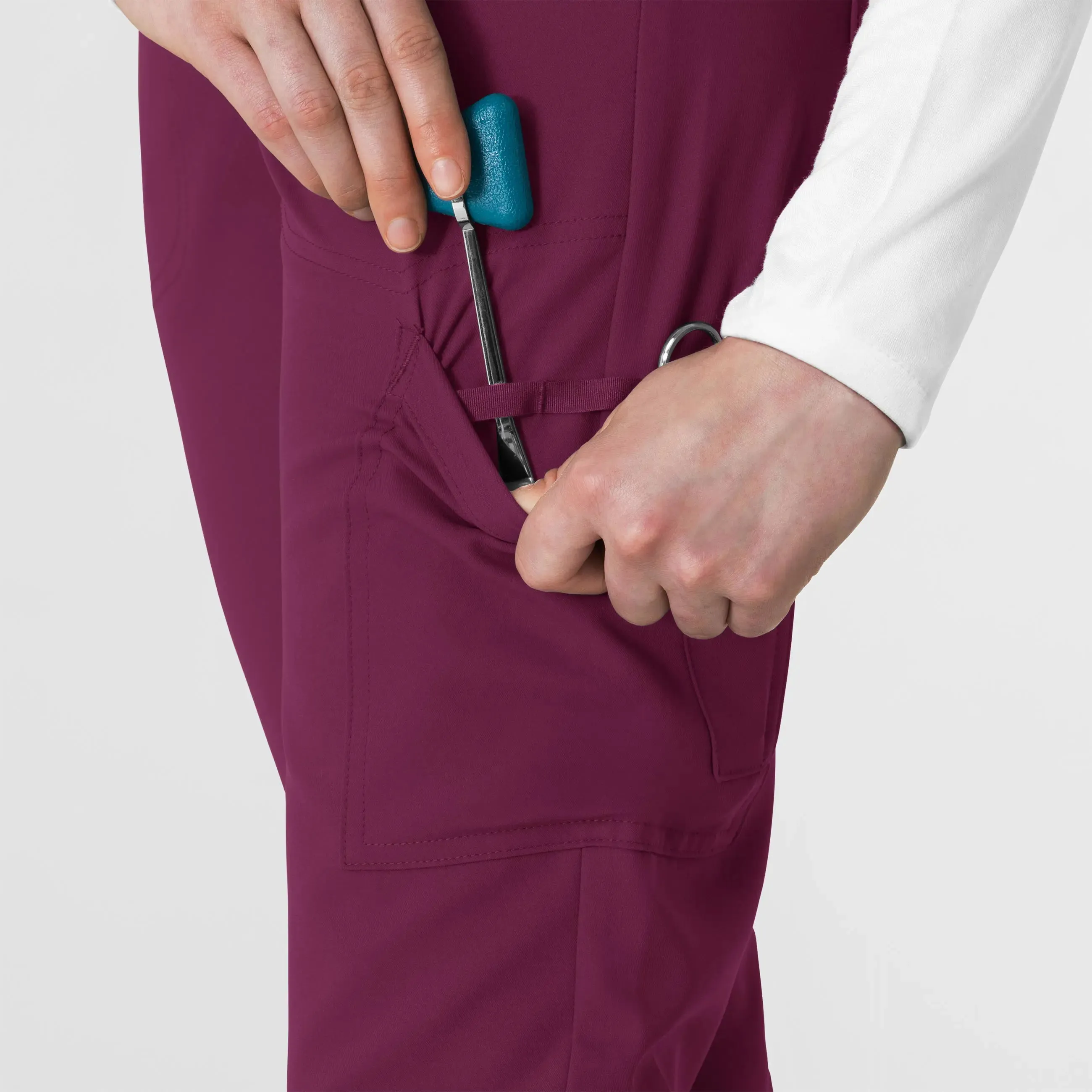 Wink Women's Cargo Straight Slim Leg Scrub Pant - Wine