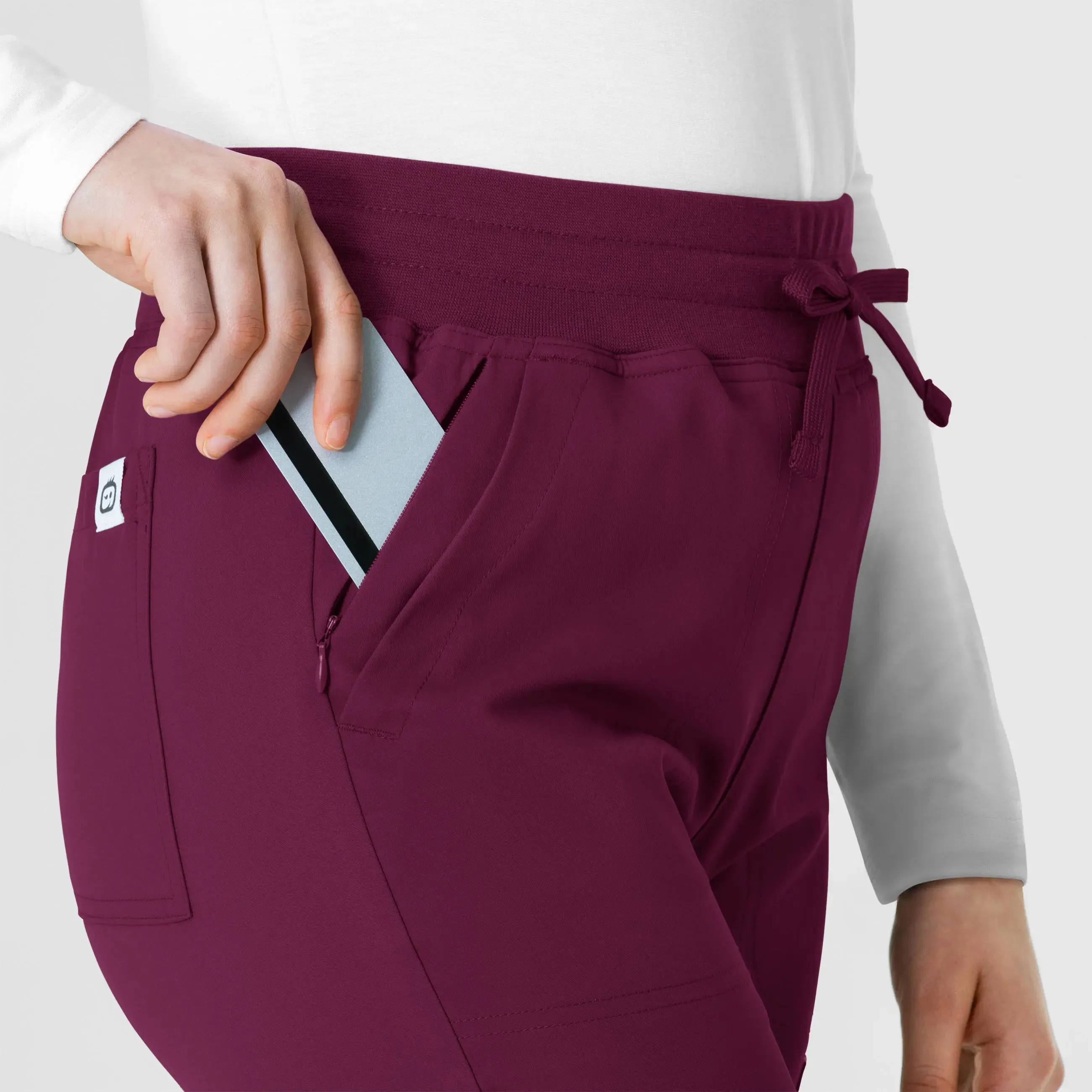 Wink Women's Cargo Straight Slim Leg Scrub Pant - Wine
