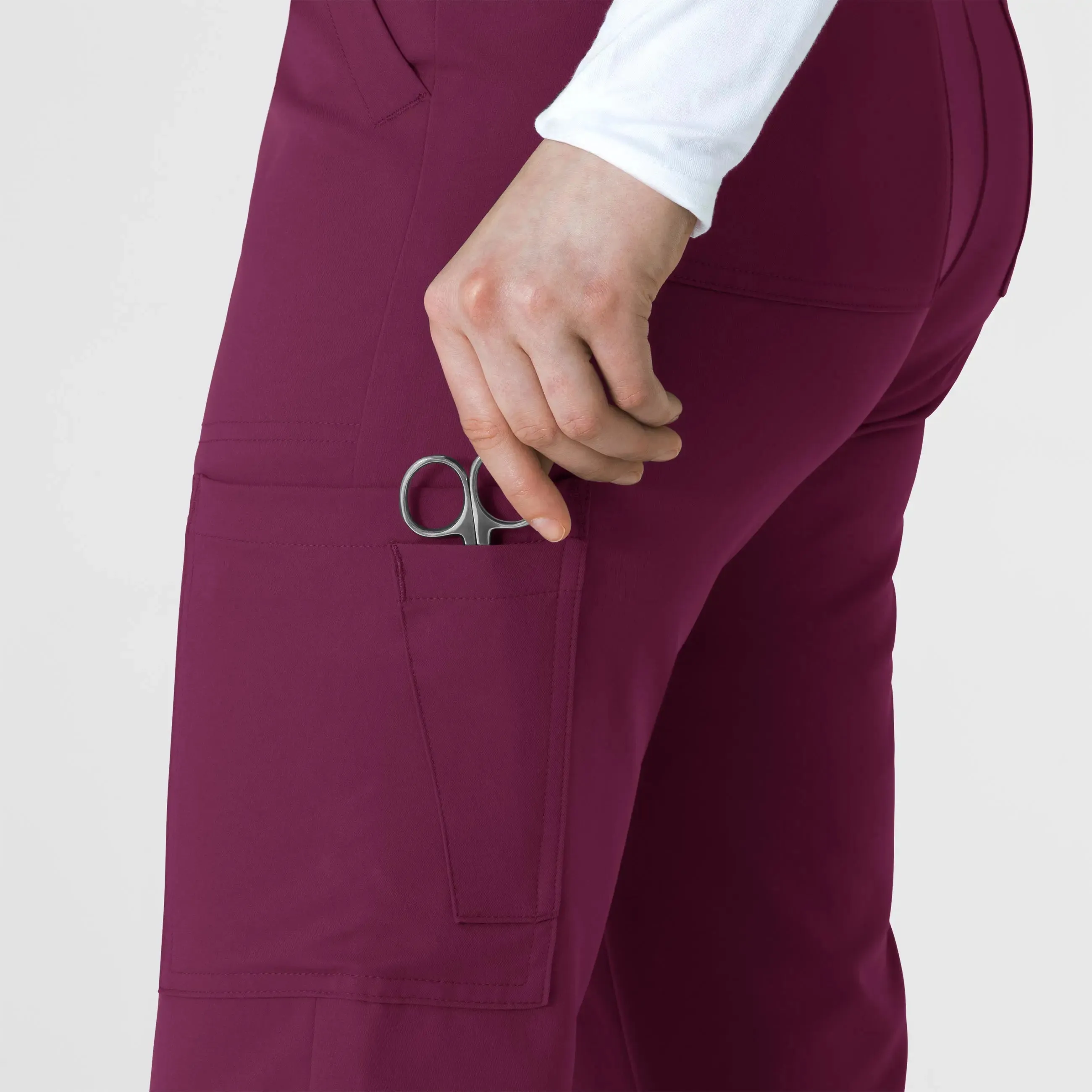 Wink Women's Cargo Straight Slim Leg Scrub Pant - Wine