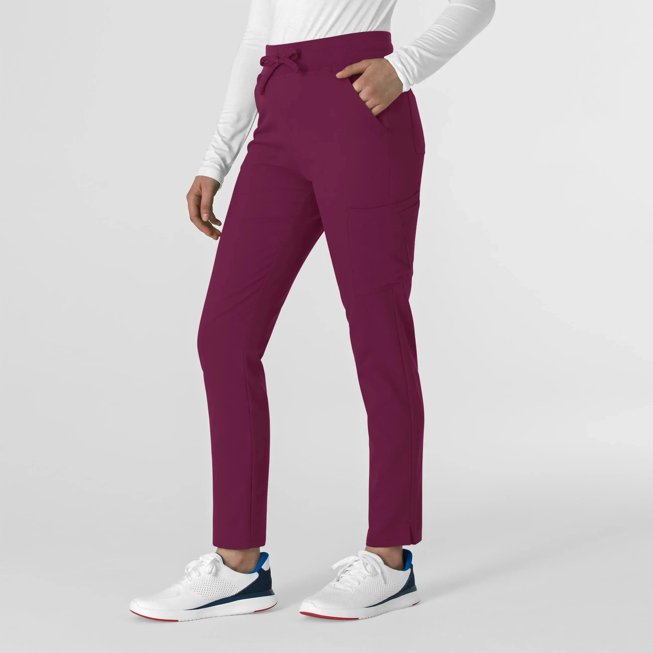 Wink Women's Cargo Straight Slim Leg Scrub Pant - Wine