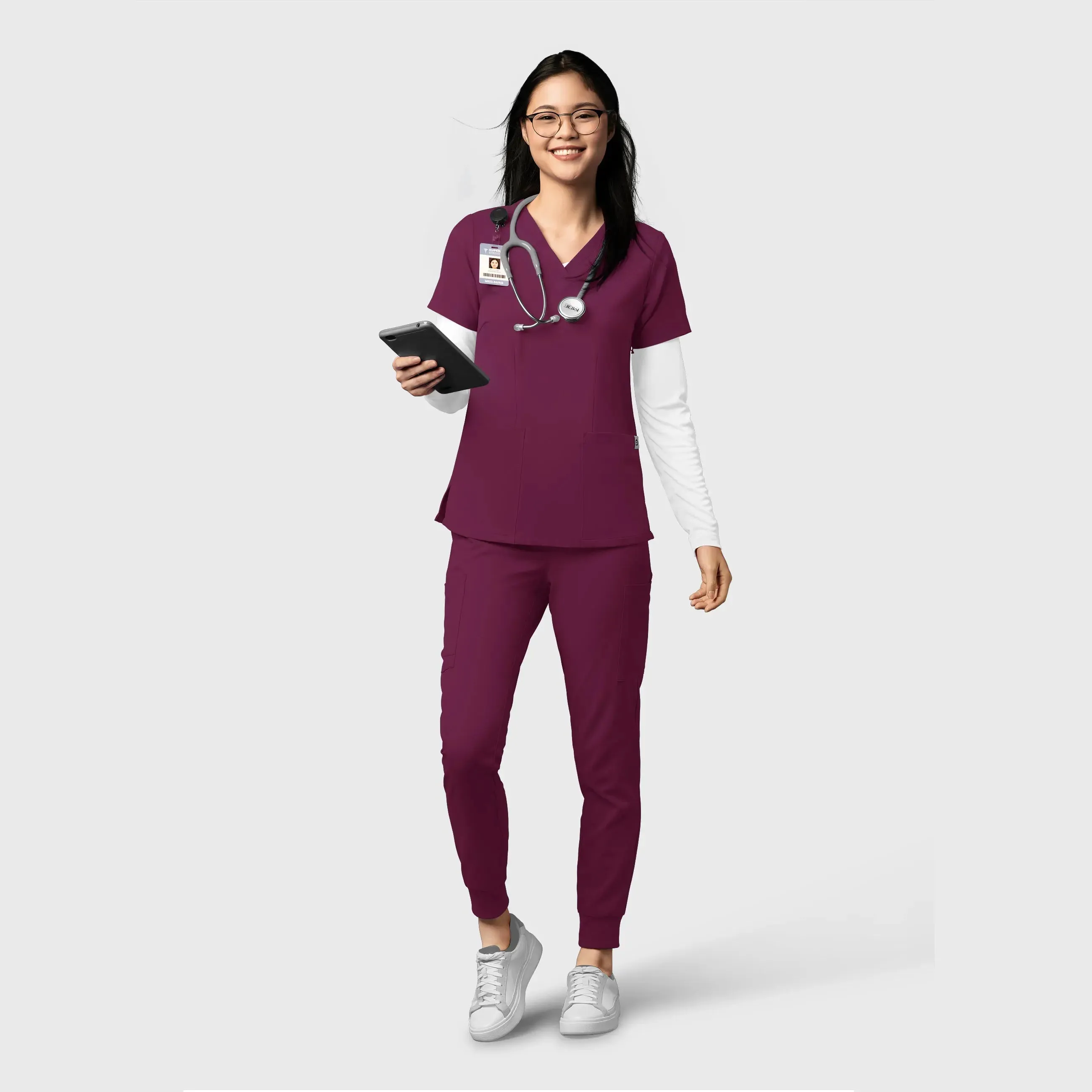 Wink Women's Thrive Cargo Jogger Scrub Pant - Wine
