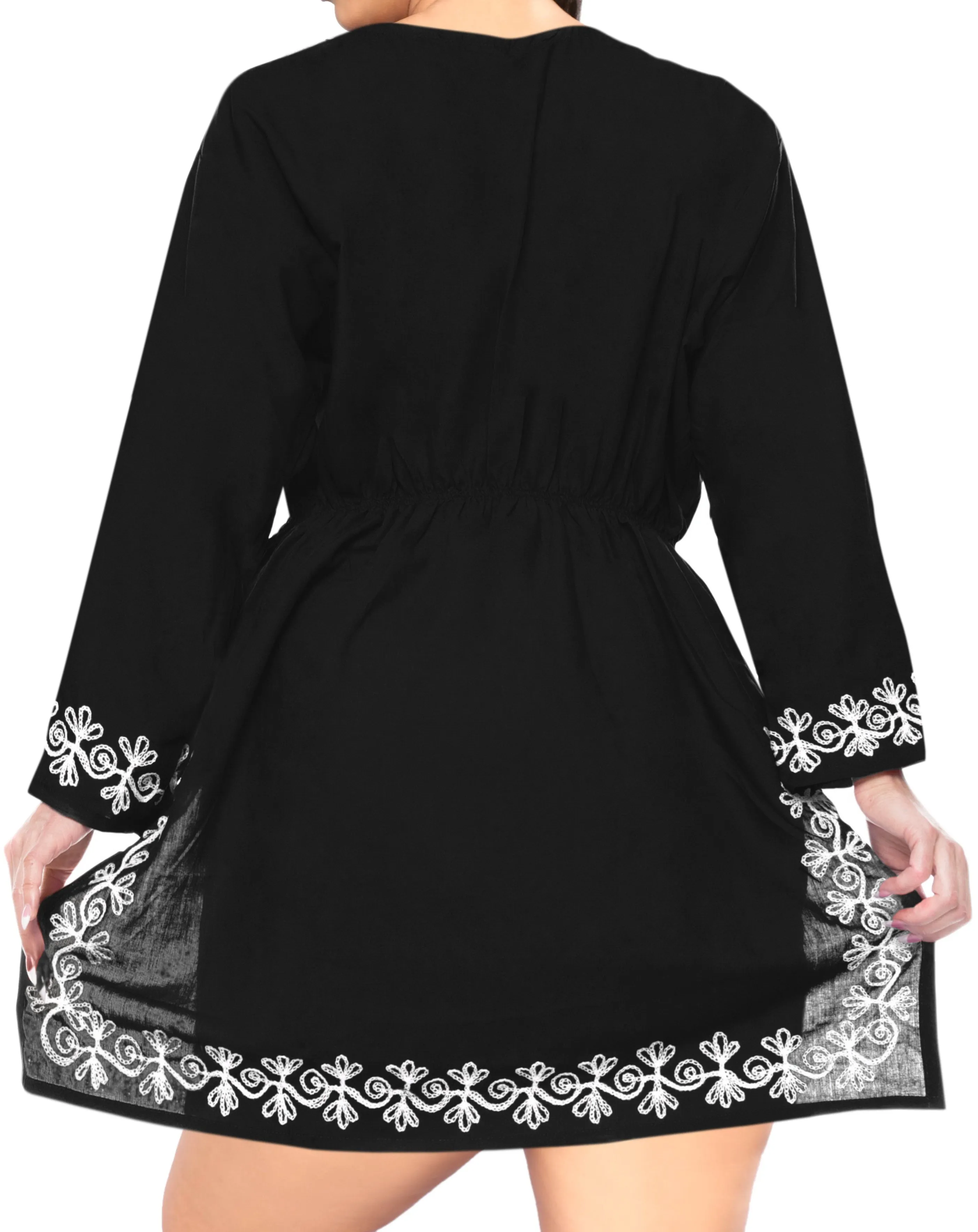 Women's Delicate Embroidered Bikini Swimwear Swimsuit Cover up Beachwear Black