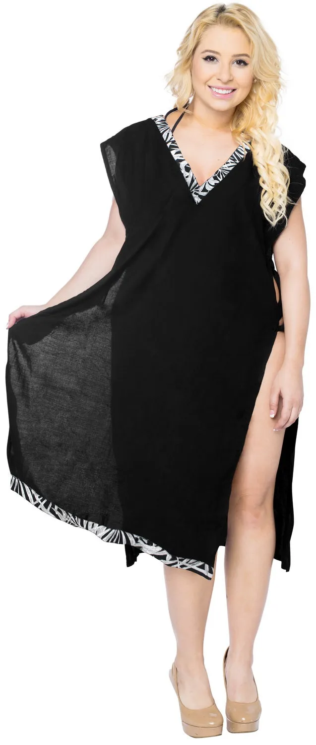 Women's Loose Beach Dress Swimwear Swimsuit Bikini Cover up Open sided Black