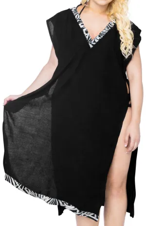 Women's Loose Beach Dress Swimwear Swimsuit Bikini Cover up Open sided Black