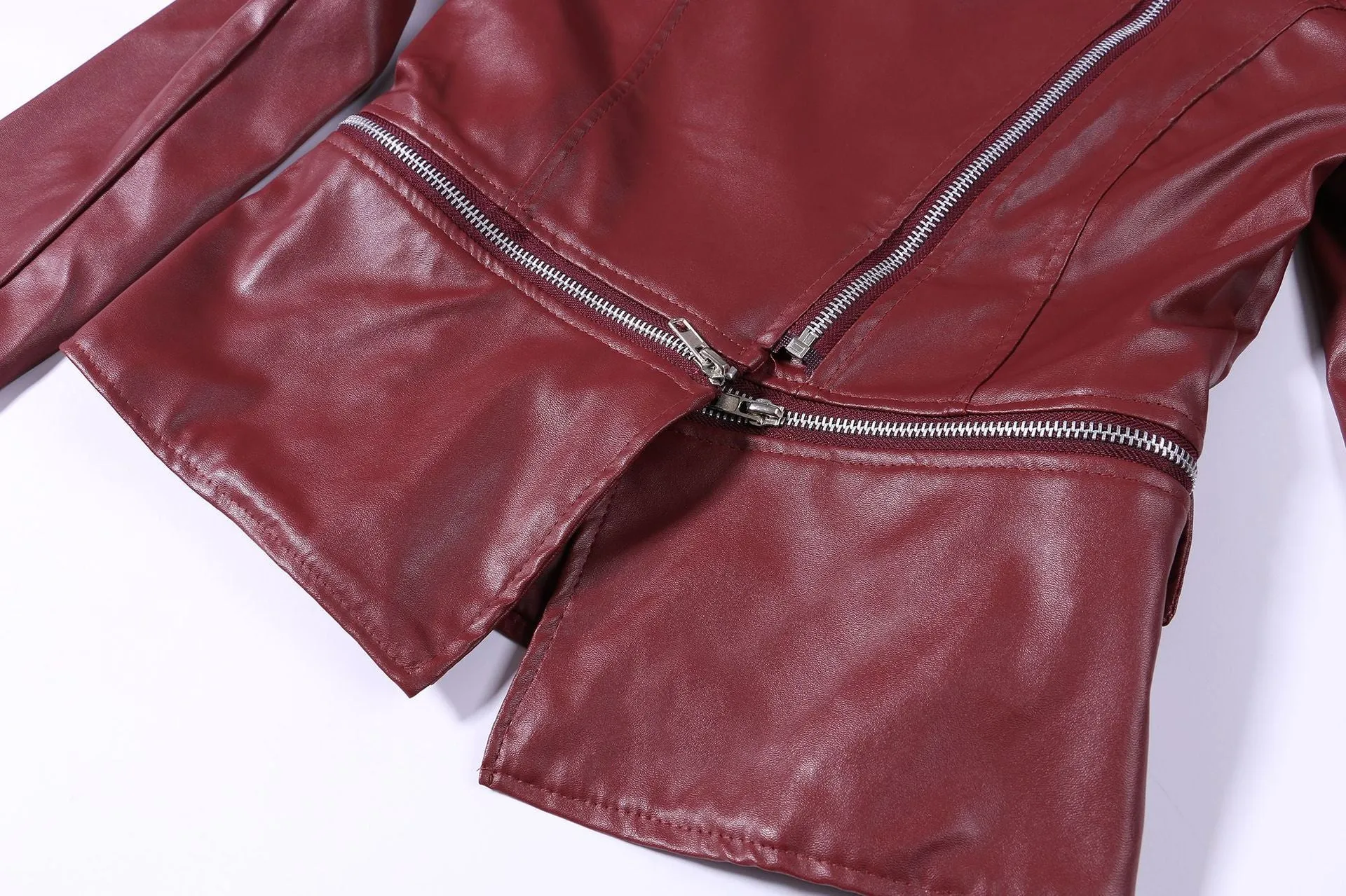 Women's turn down collar biker jacket zipper jacket coat