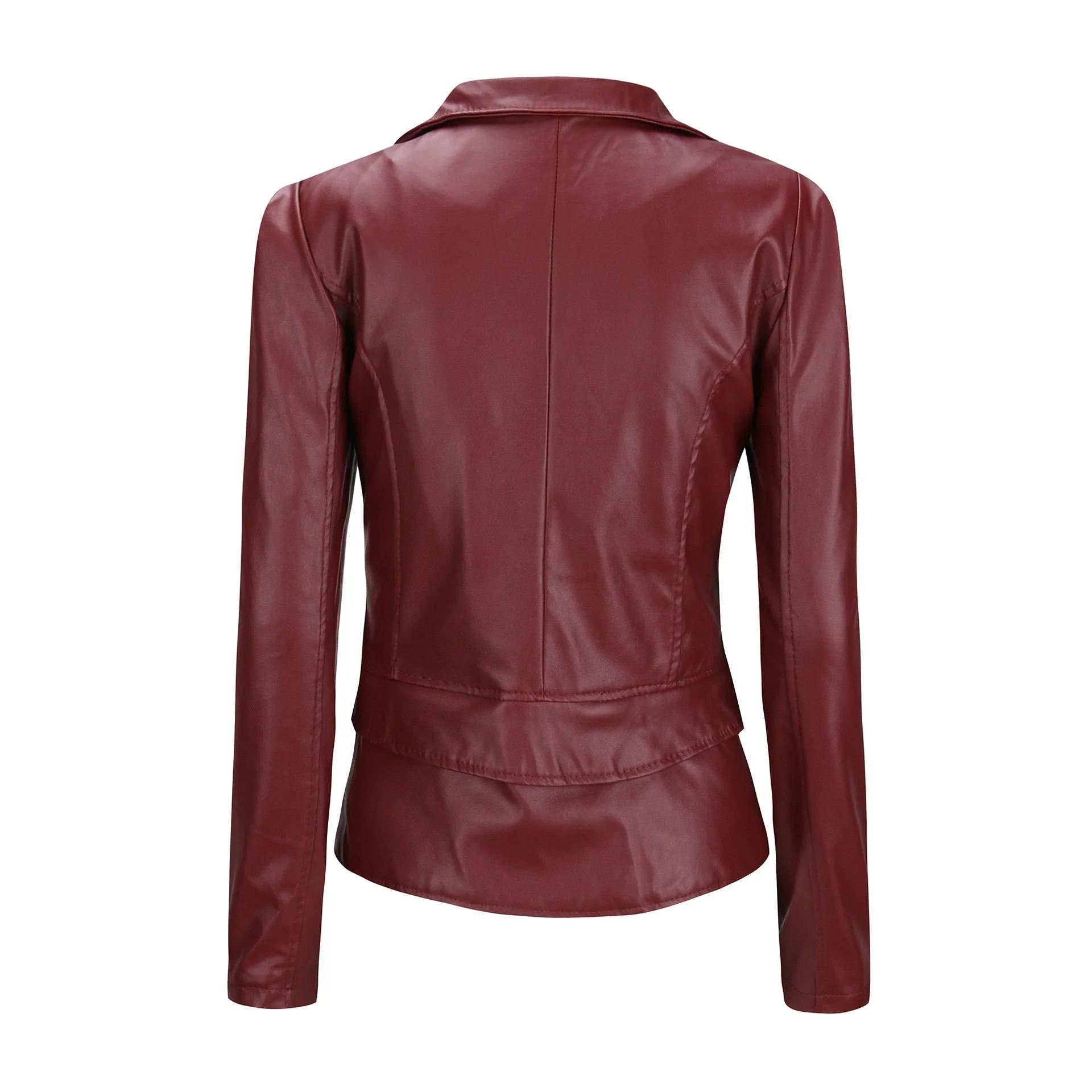 Women's turn down collar biker jacket zipper jacket coat