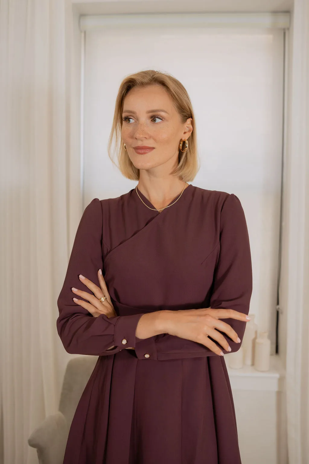 Wrap pleated dress