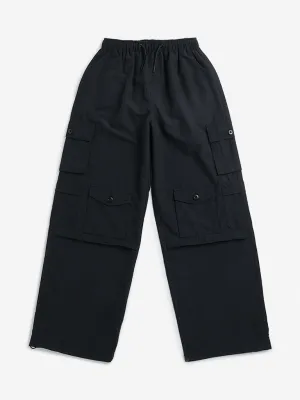 Y&F Kids Black Cargo-Styled Mid Rise Trousers