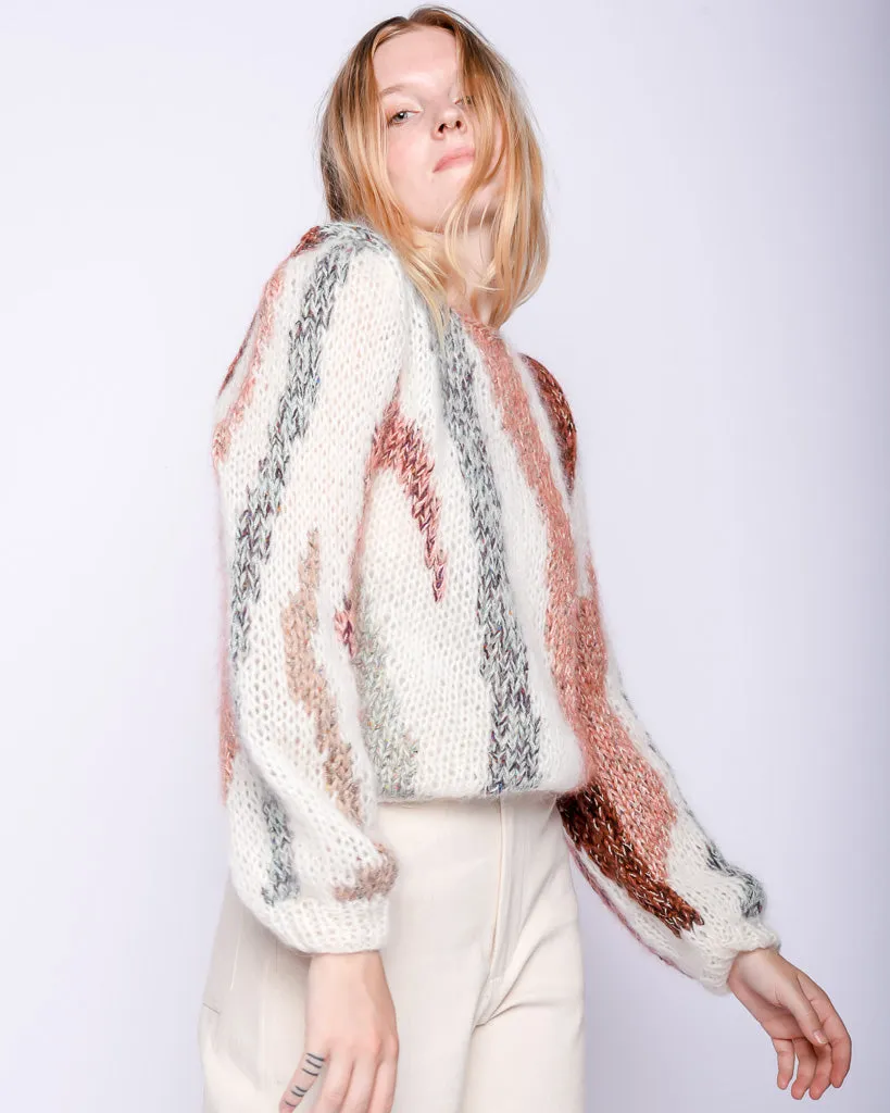 Zebra mohair Pullover in multicolor creme
