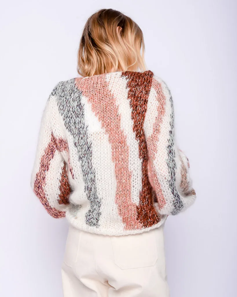 Zebra mohair Pullover in multicolor creme