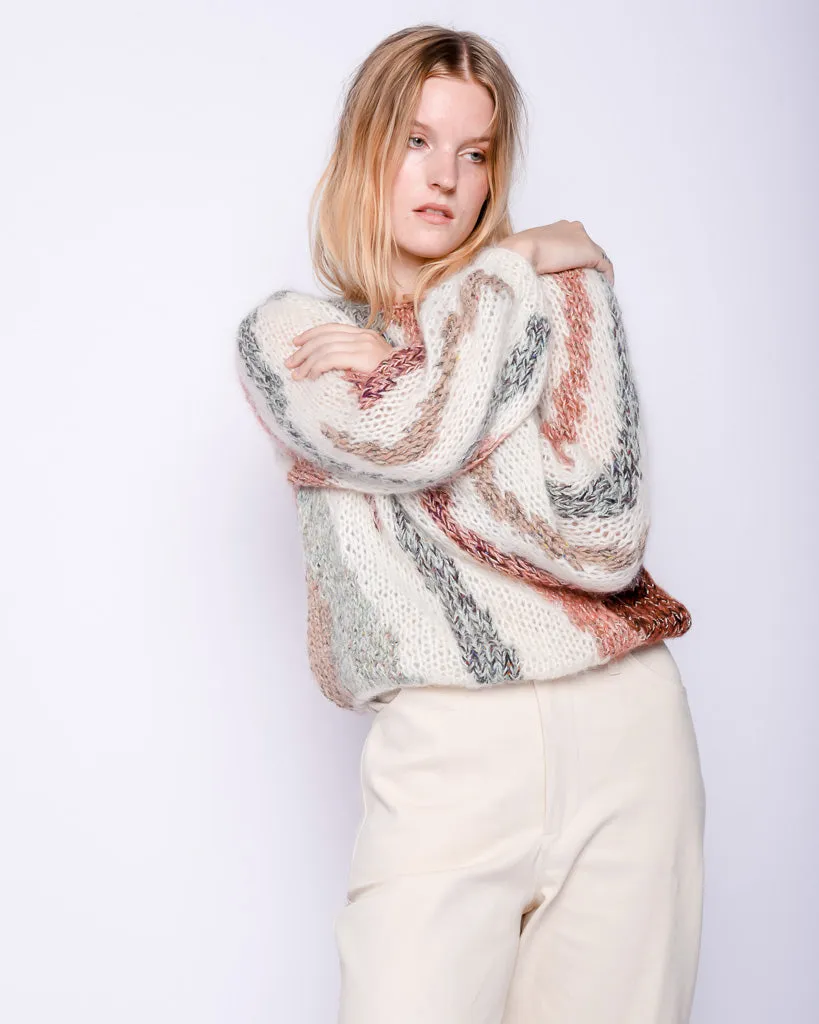 Zebra mohair Pullover in multicolor creme