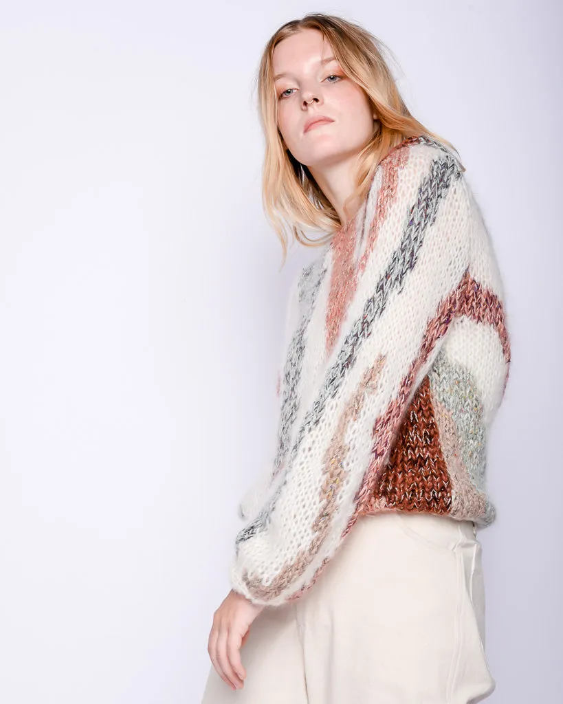 Zebra mohair Pullover in multicolor creme