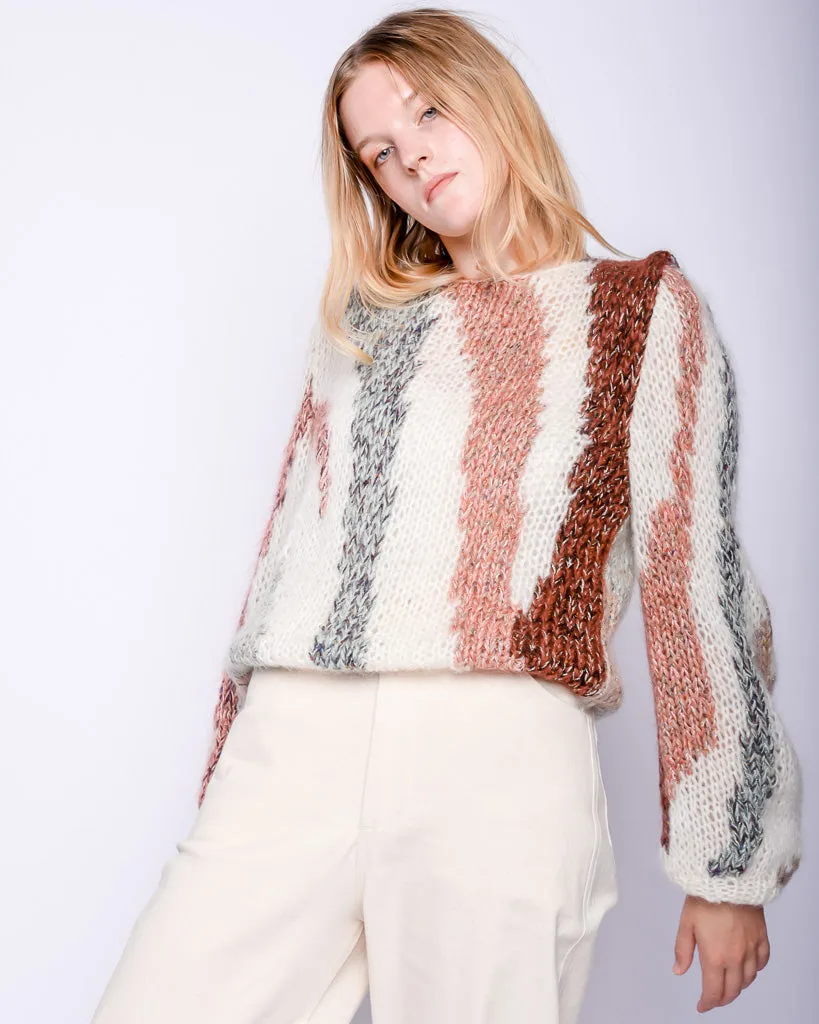 Zebra mohair Pullover in multicolor creme