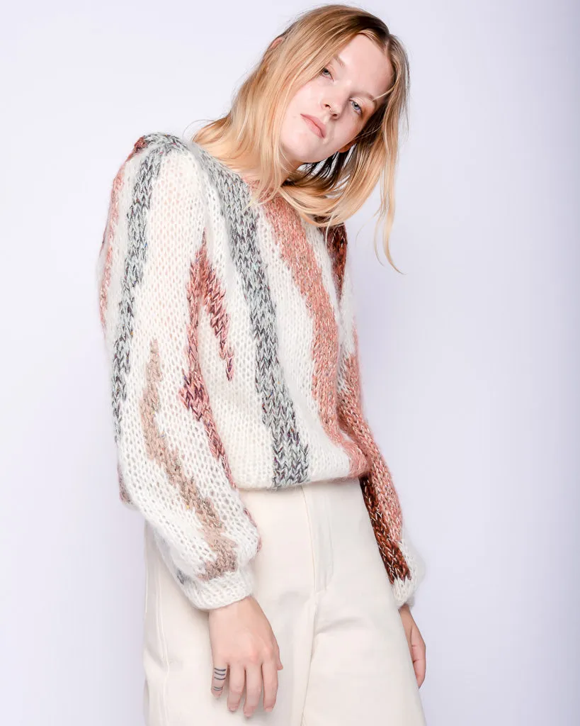 Zebra mohair Pullover in multicolor creme