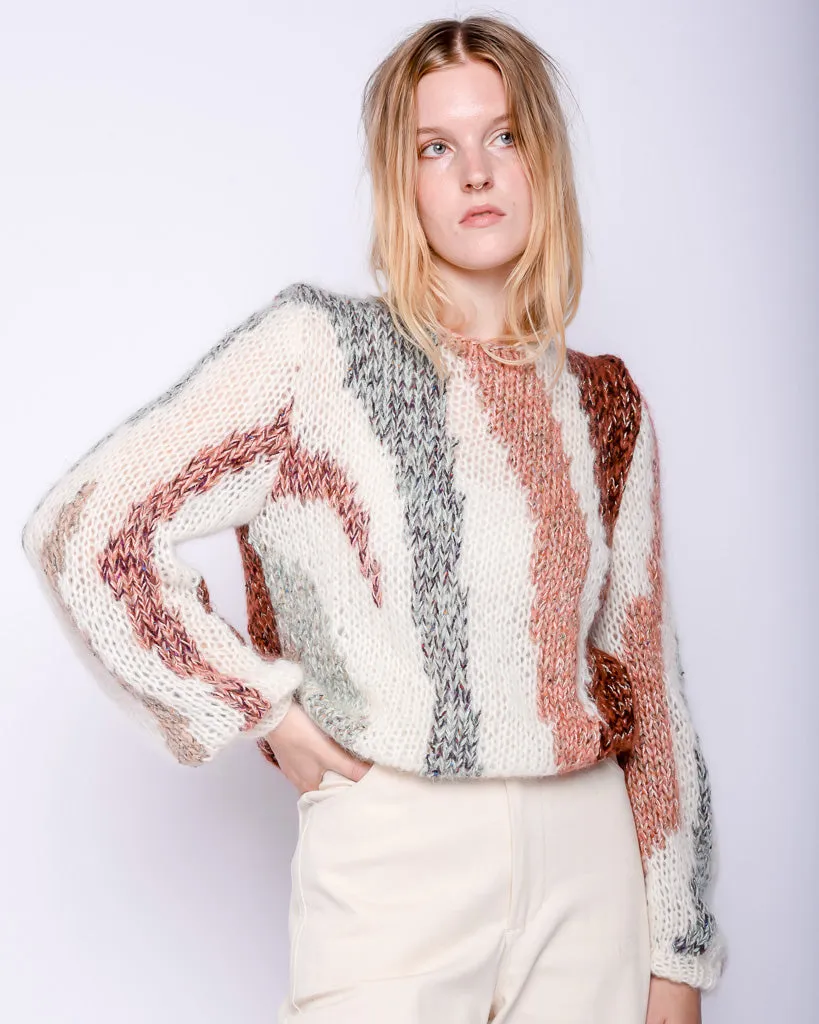 Zebra mohair Pullover in multicolor creme