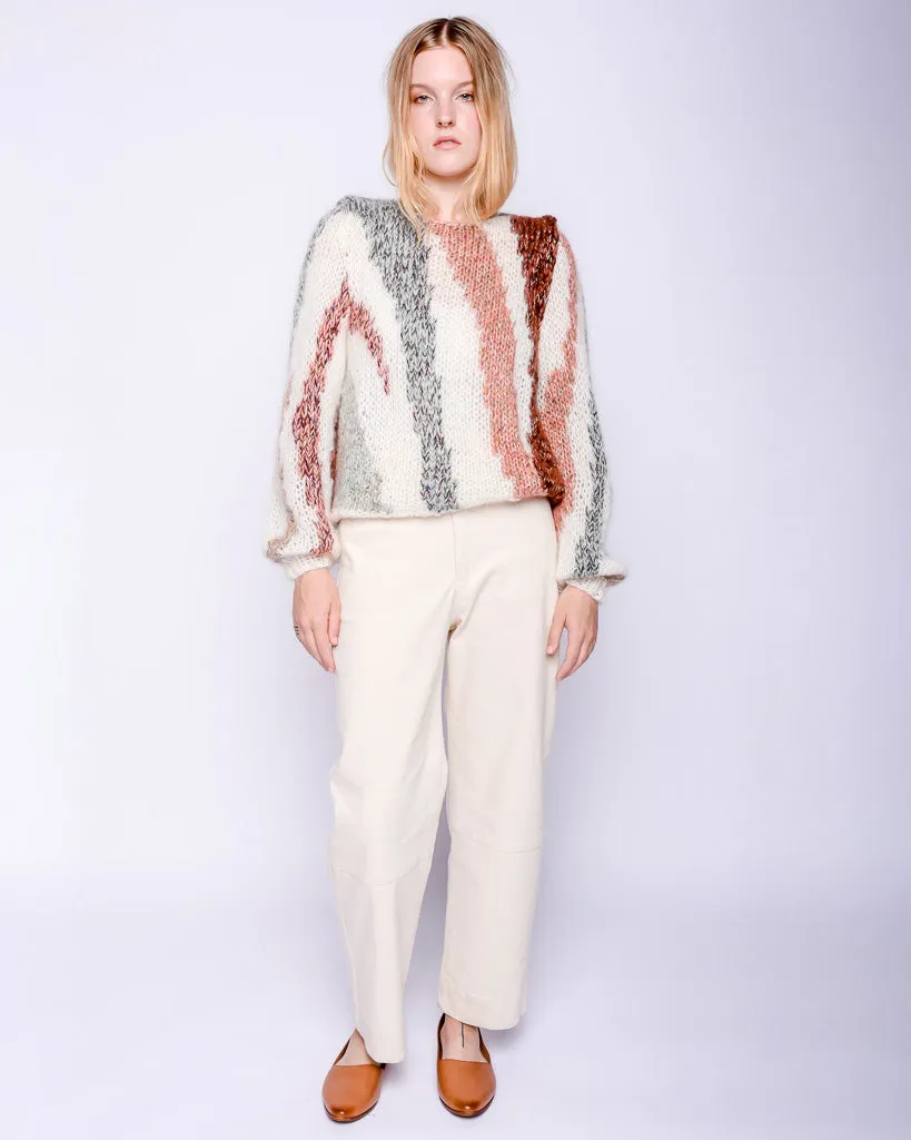 Zebra mohair Pullover in multicolor creme